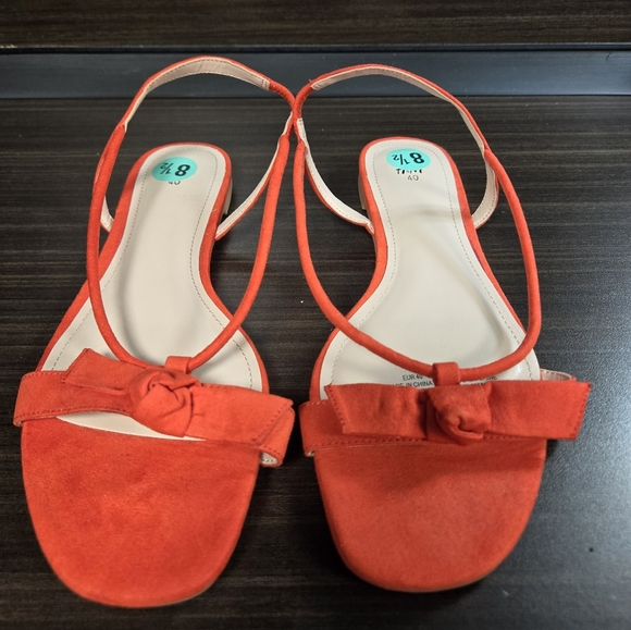 [NEW] H&M Red/Orange Bow Sandals Size 8.5 - Picture 1 of 6